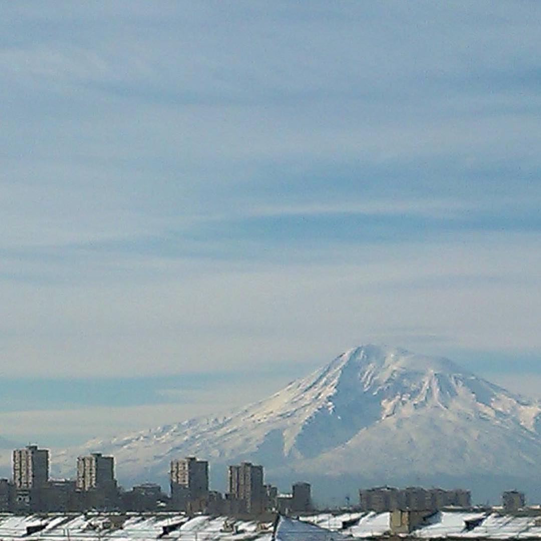 The snow-capped peak of mount #Ararat Winter #Armenia